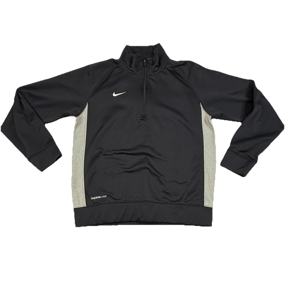 Nike Therma-Fit Core Fleece 1/4 Zip Pullover Black Gray Mens Large 455966-010